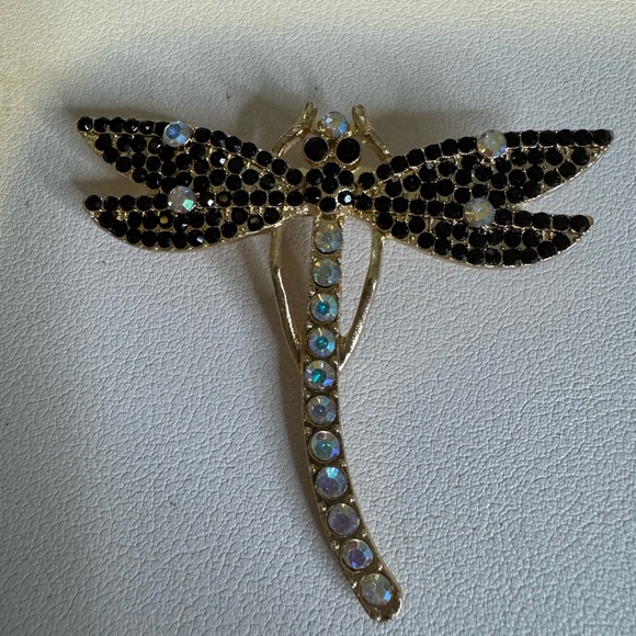 Jewelry - Black and Gold Dragonfly Brooch